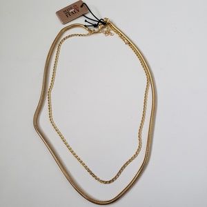 Made in Italy 925 Sterling Silver Double Layered Chain Necklace